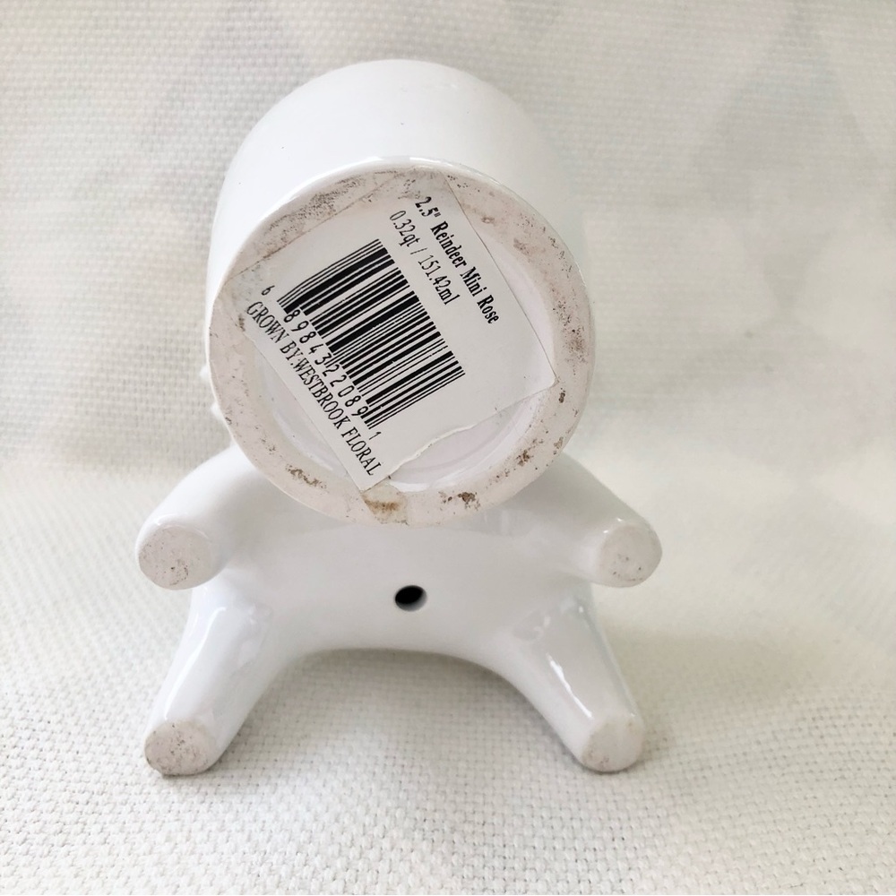 White Ceramic Reindeer Planter Christmas Holiday winter tea light plants NWT - Picture 5 of 6
